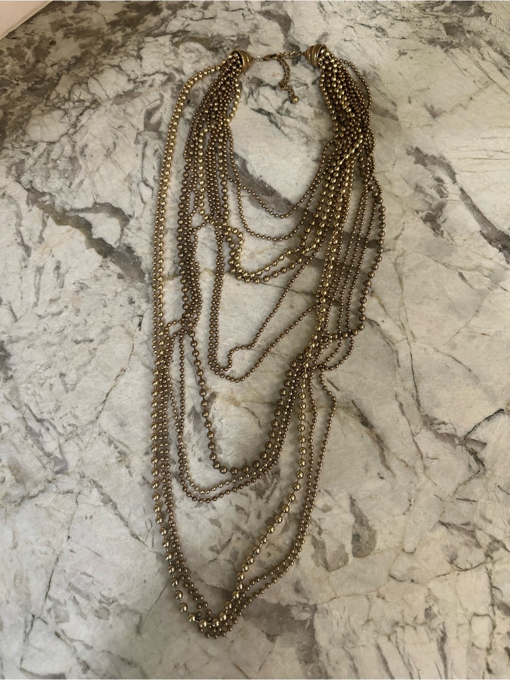 Multi-Strand Gold Tone Beaded Necklace - Women Jewelry